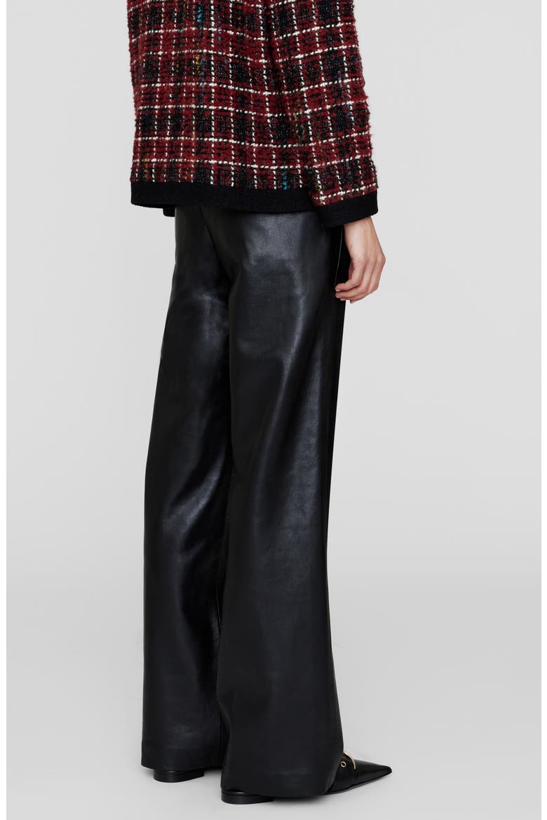 Carmen Pleated Recycled Leather Wide Leg Pants, Alternate, color, BLACK RECYCLED LEATHER