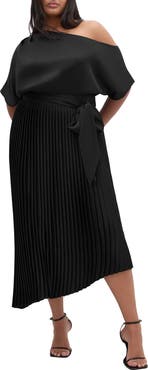City Chic Payton Pleated One-Shoulder Maxi Dress