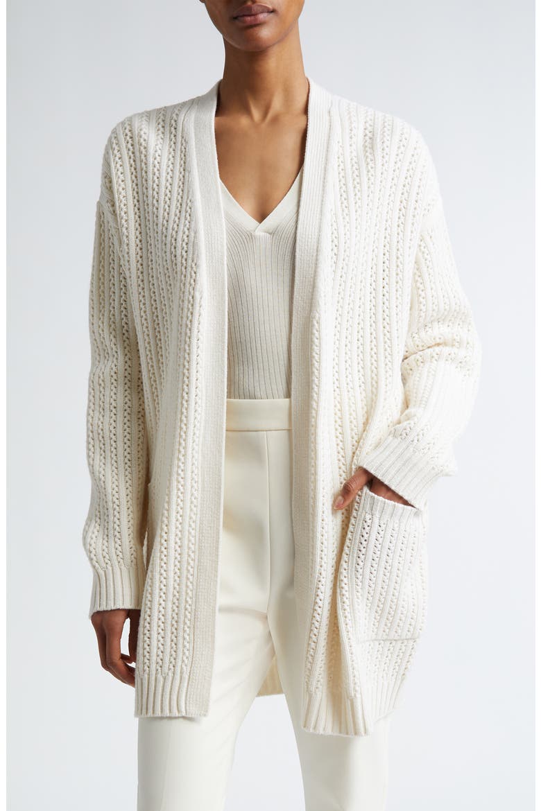 Balzac Open Front Wool & Cashmere Cardigan, Main, color, VANILLA