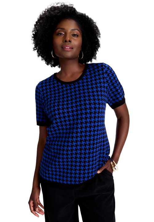 Jessica London Fine Gauge Crewneck Shell In Blue