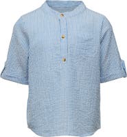 Snapper Rock Kids' Frankie Stripe Cotton Seersucker Henley Top