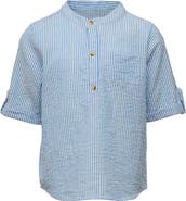 Snapper Rock Kids' Frankie Stripe Cotton Seersucker Henley Top