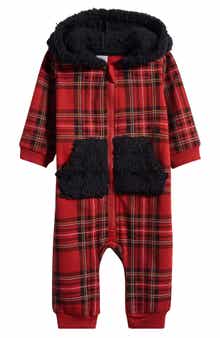 PL Baby by Petit Lem High Pile Fleece Lined Plaid Coverall