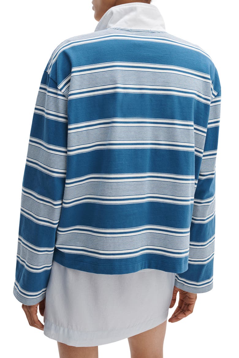 Kelly Stripe Long Sleeve Cotton Polo, Alternate, color, BLUE MULTI