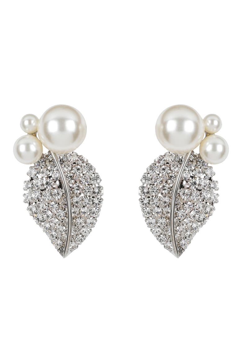 Blanca Faux Pearl & Pavé Drop Earrings, Main, color, CRYSTAL PEARL