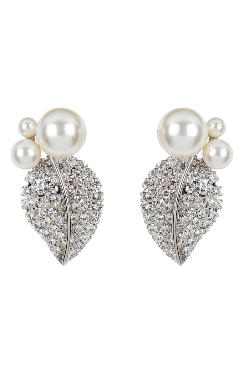 Jennifer Behr Blanca Faux Pearl & Pavé Drop Earrings, Main, color, Crystal Pearl