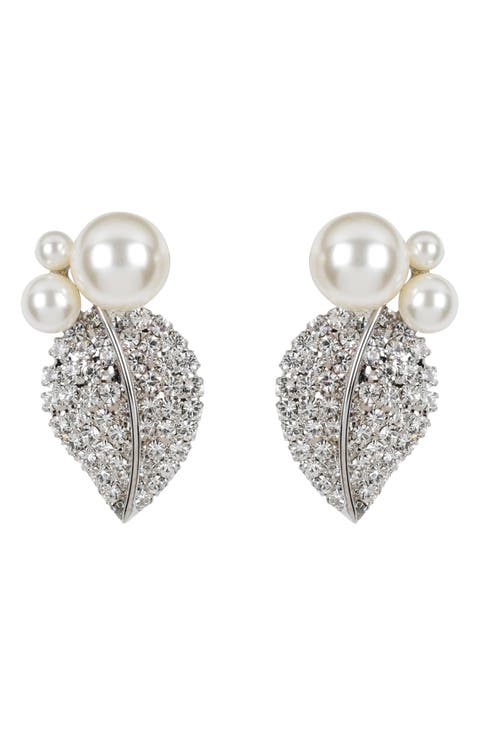 Blanca Faux Pearl & Pavé Drop Earrings