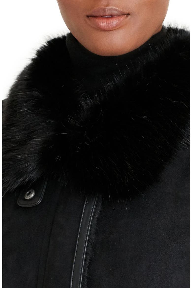 Faux Shearling Coat, Alternate, color, BLACK