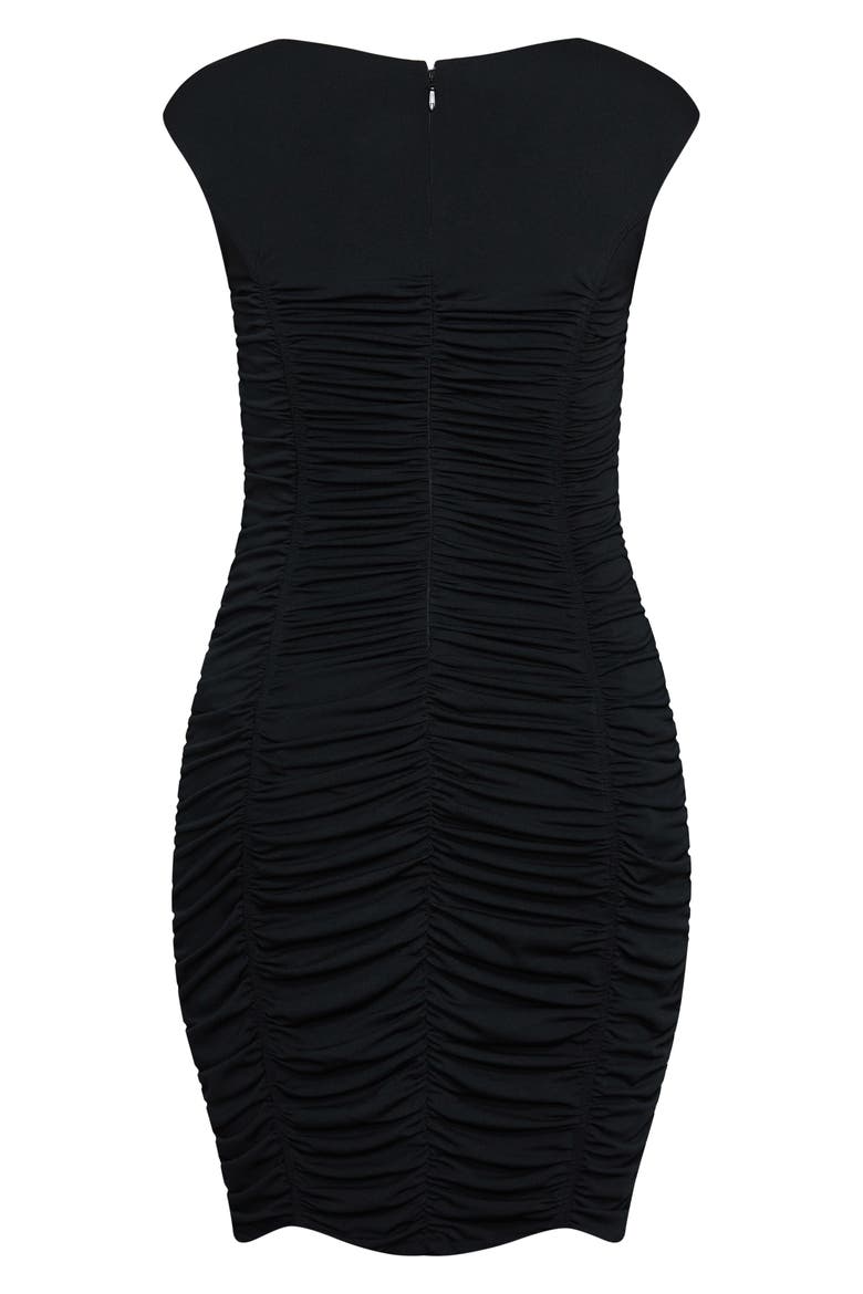Ruched V-Neck Sheath Dress, Alternate, color, BLACK