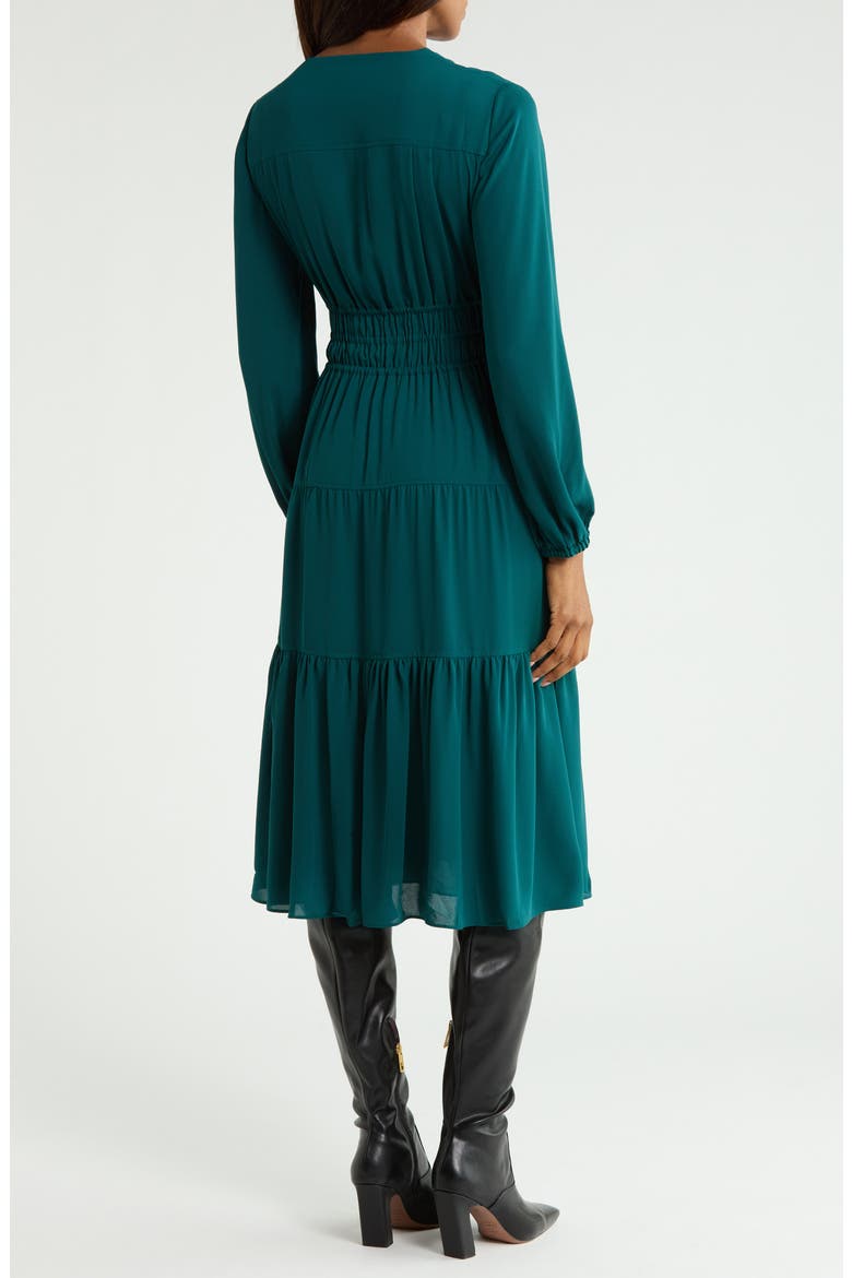 Elsa Tiered A-Line Dress, Alternate, color, EMERALD
