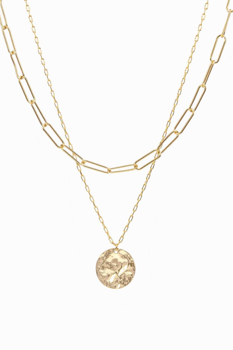 14k Gold Plated Roth Layered Necklace Trendy Everyday Minimalist, Main, color, Gold