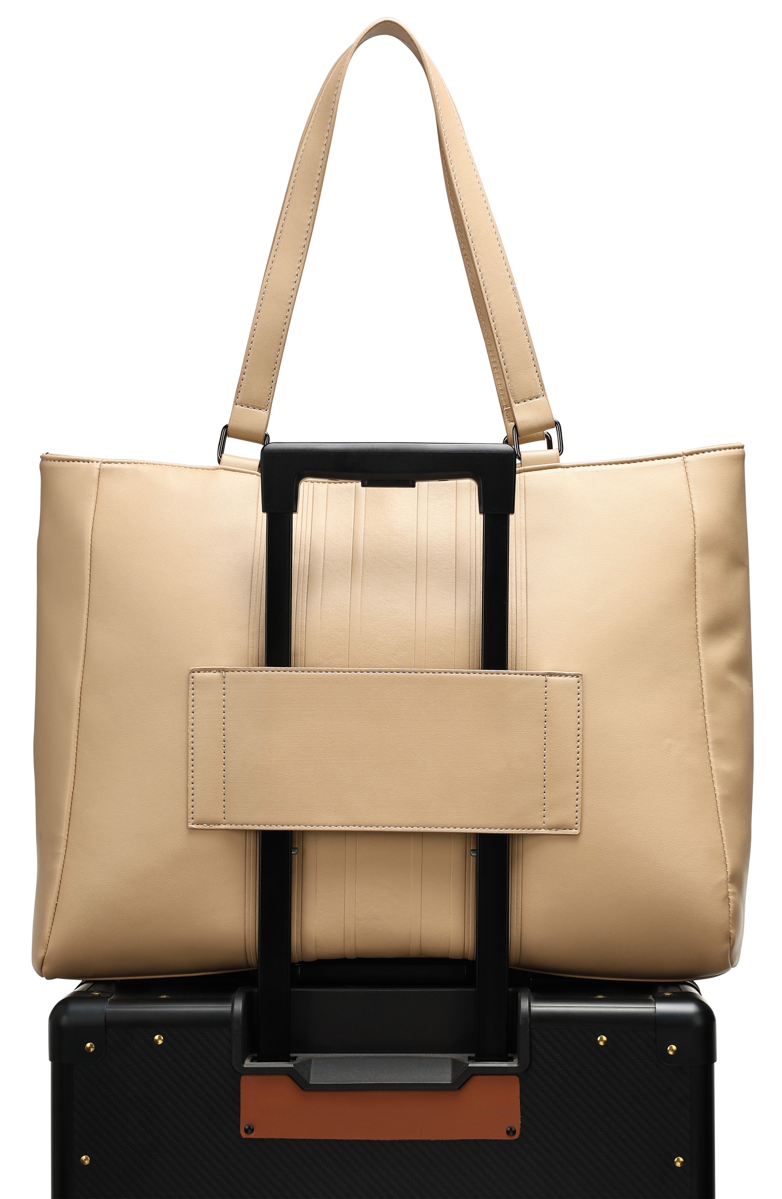 ELLE Roamer 24L Vegan Leather Weekender Duffel Bag, Alternate, color, Nude