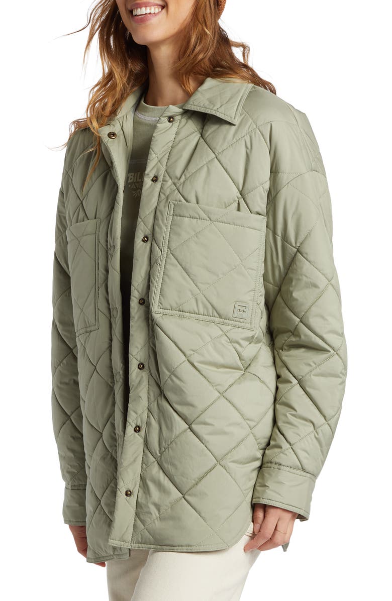 Billabong Transport Water Resistant Snap-Up Shacket, Alternate, color, Seagrass