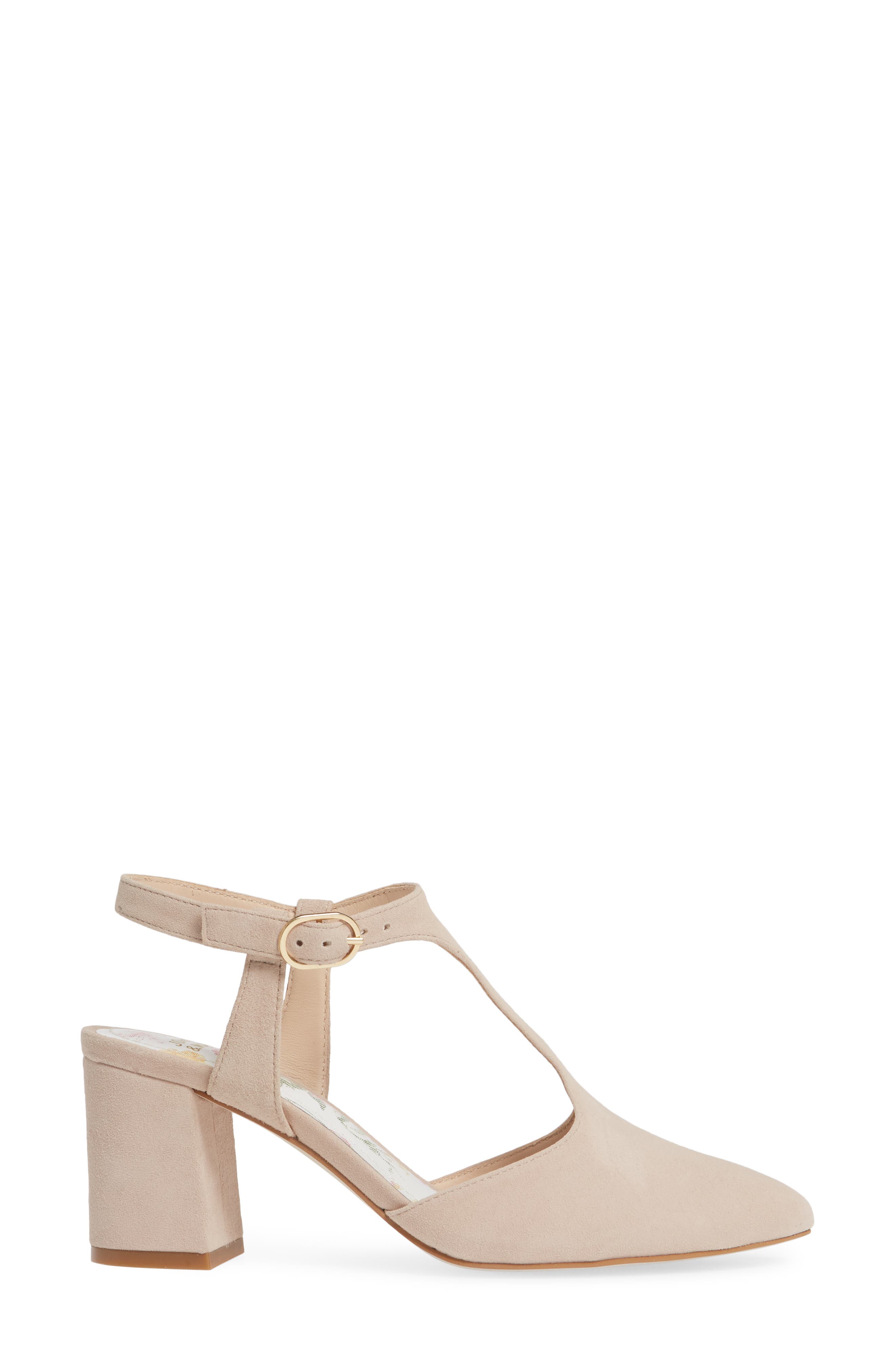 Laina T-Strap Pump, Alternate, color, SAND SUEDE SUEDE
