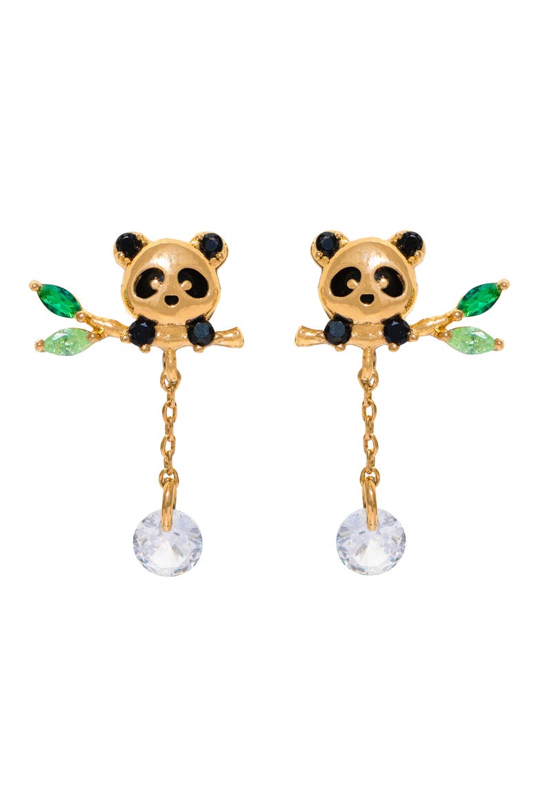 Lucky Panda Drop Earrings, Main, color, GOLD