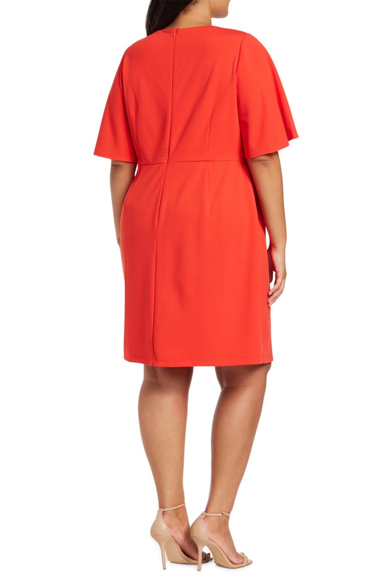 Flutter Sleeve Shift Dress, Alternate, color, FLAME SCARLET