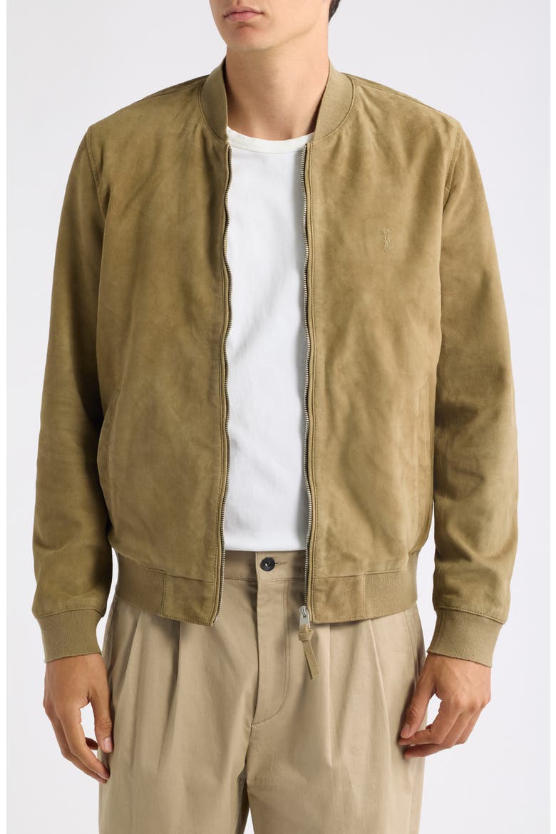 Morten Suede Bomber Jacket, Main, color, OLIVE GREEN