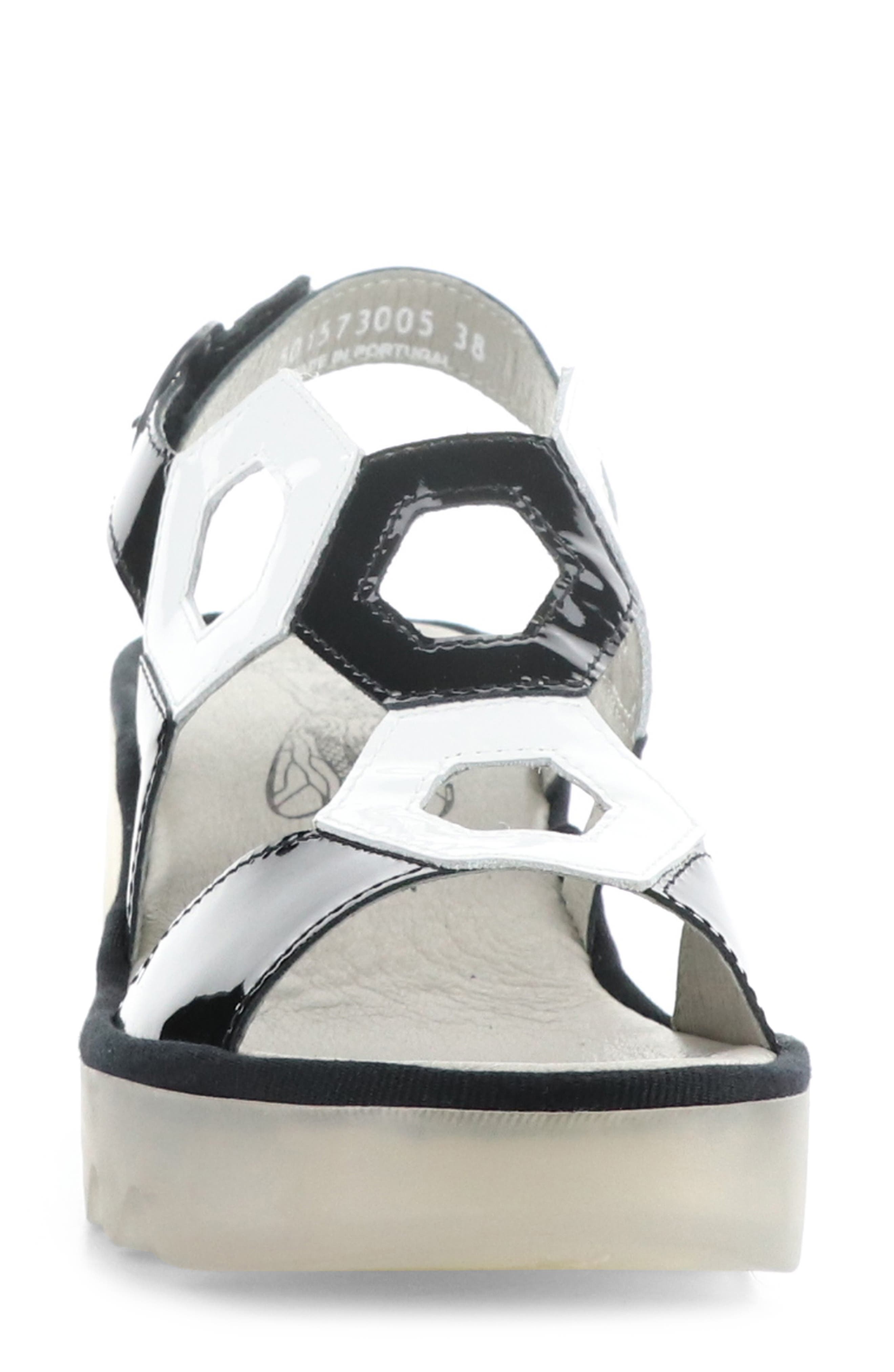 Fly London Tewa Strappy Platform Sandal, Alternate, color, Black/ White