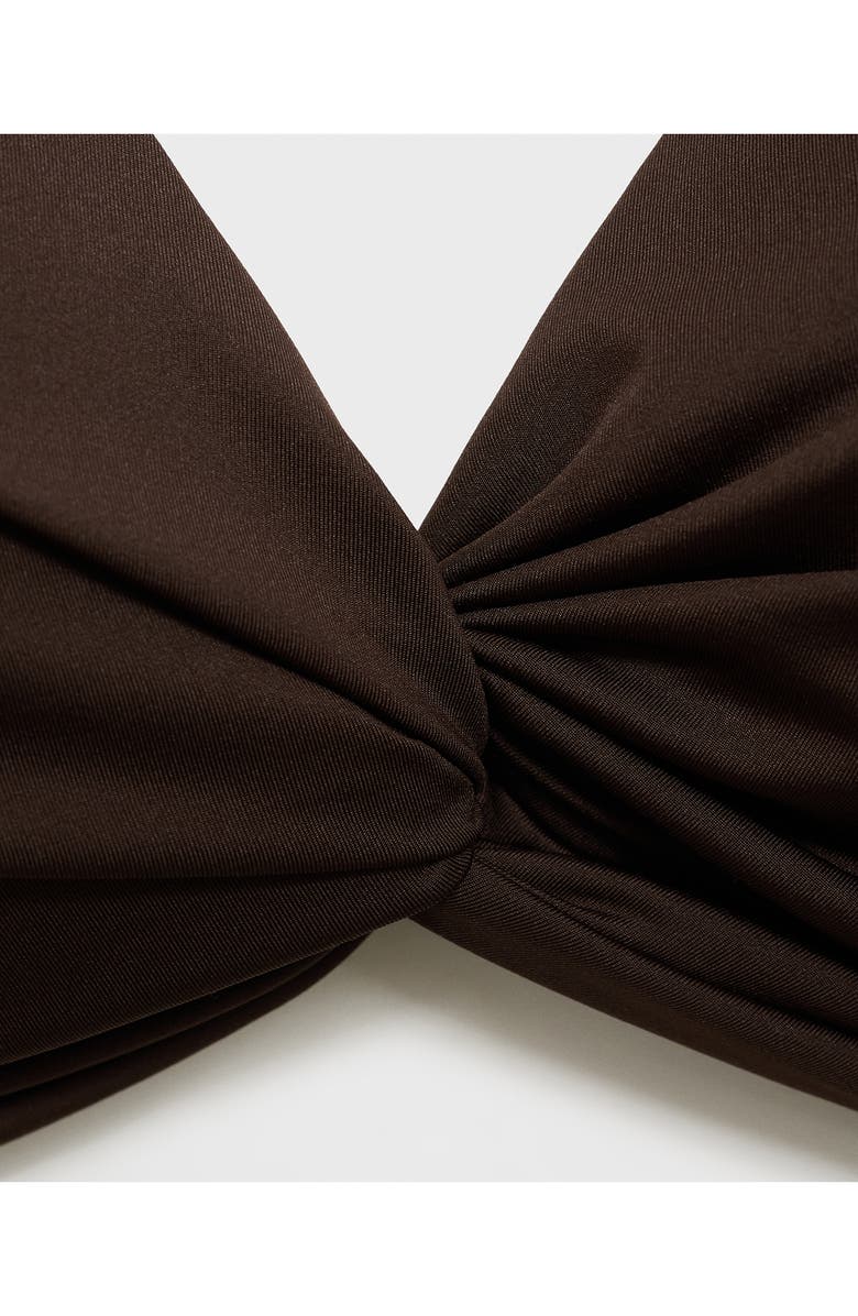 MANGO Twist Front Bikini Top, Alternate, color, Chocolate