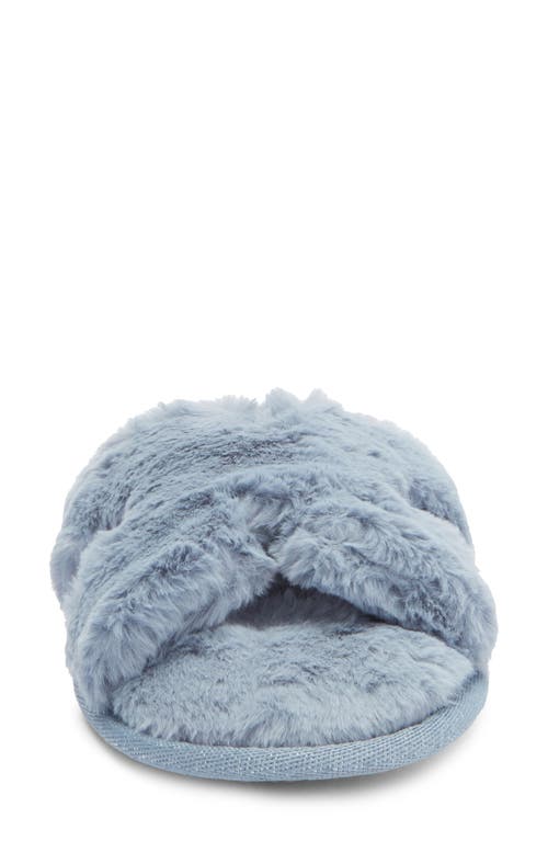 Honeydew H Band Plush Faux Fur Slipper In Blue