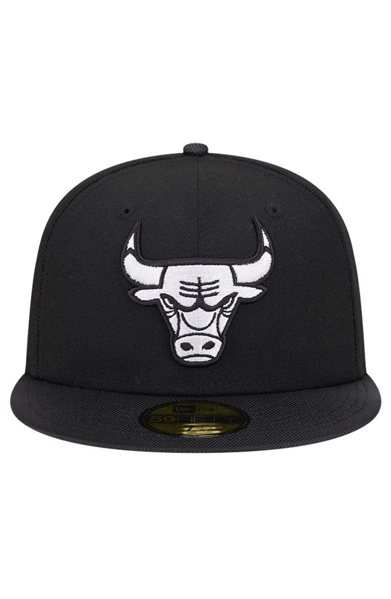 New Era Men's New Era Black Chicago Bulls Active Satin Visor 59FIFTY Fitted Hat, Alternate, color, 