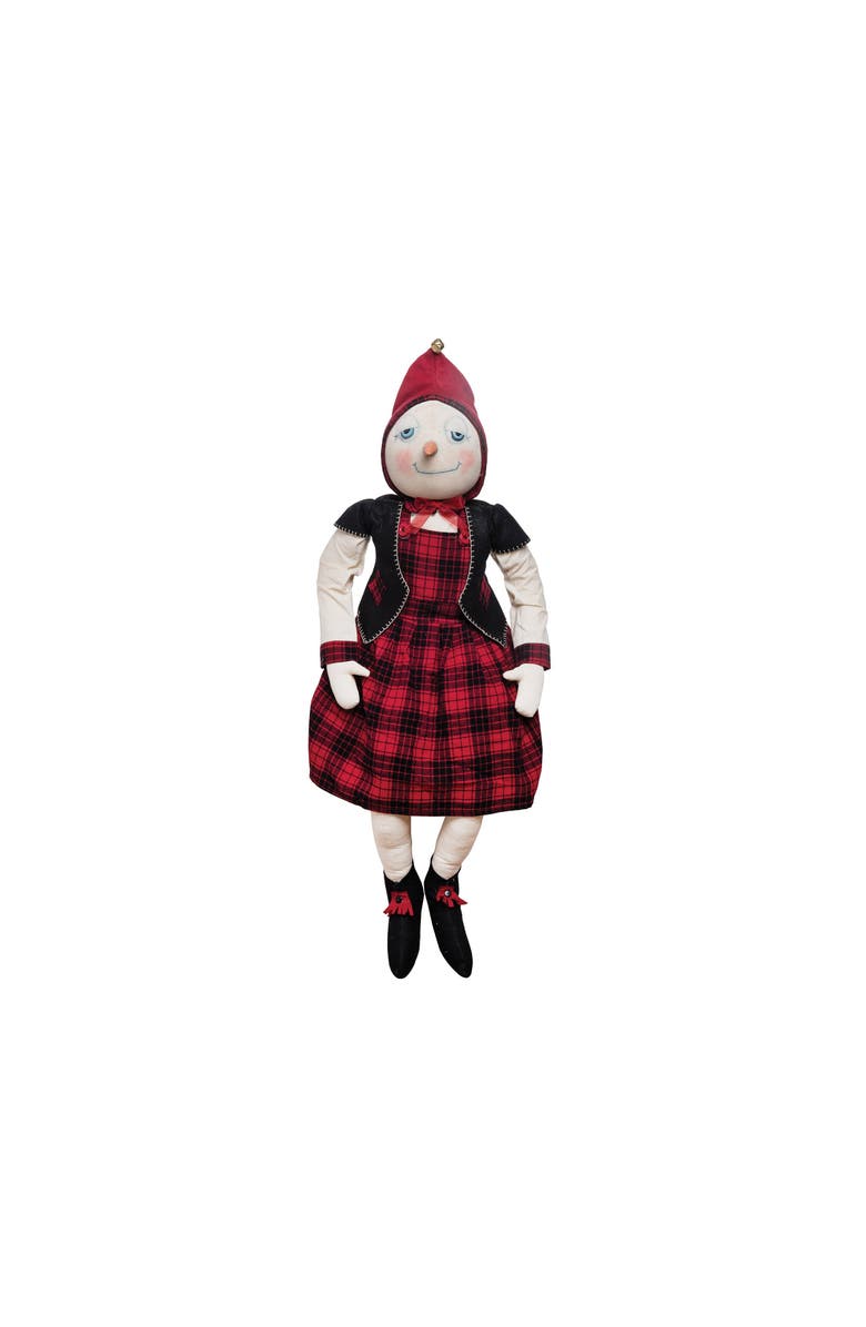 Gallerie II Sarina Snowgirl Joe Spencer Gathered Traditions Christmas Art Doll Figure, Main, color, Red