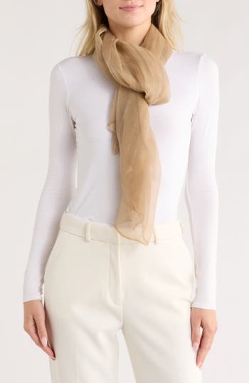 Ellian Solid Gauze Oblong Scarf In Brown