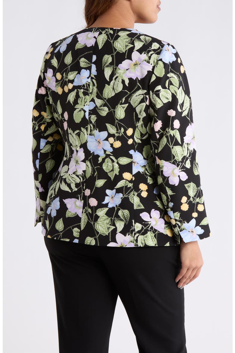 Floral Print One-Button Jacket, Alternate, color, BLACK MULTI