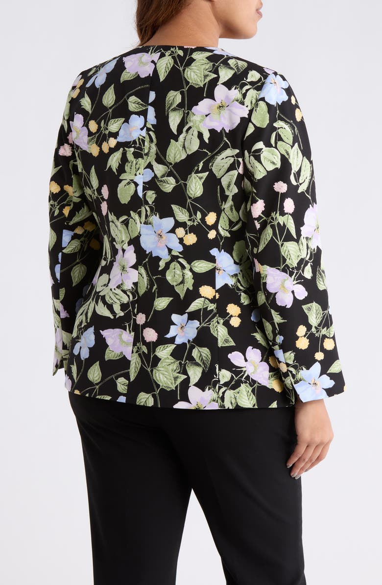 KASPER Floral Print One-Button Jacket, Alternate, color, Black Multi