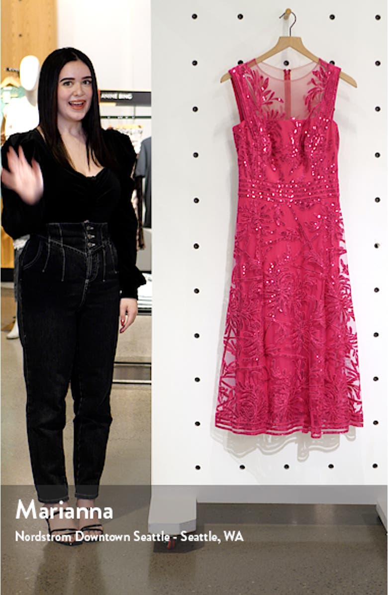 Sleeveless Sequin Fit & Flare Cocktail Midi Dress, sales video thumbnail