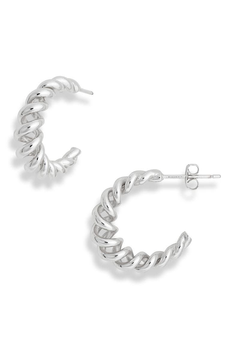 Coiled Hoop Earrings, Main, color, SILVER