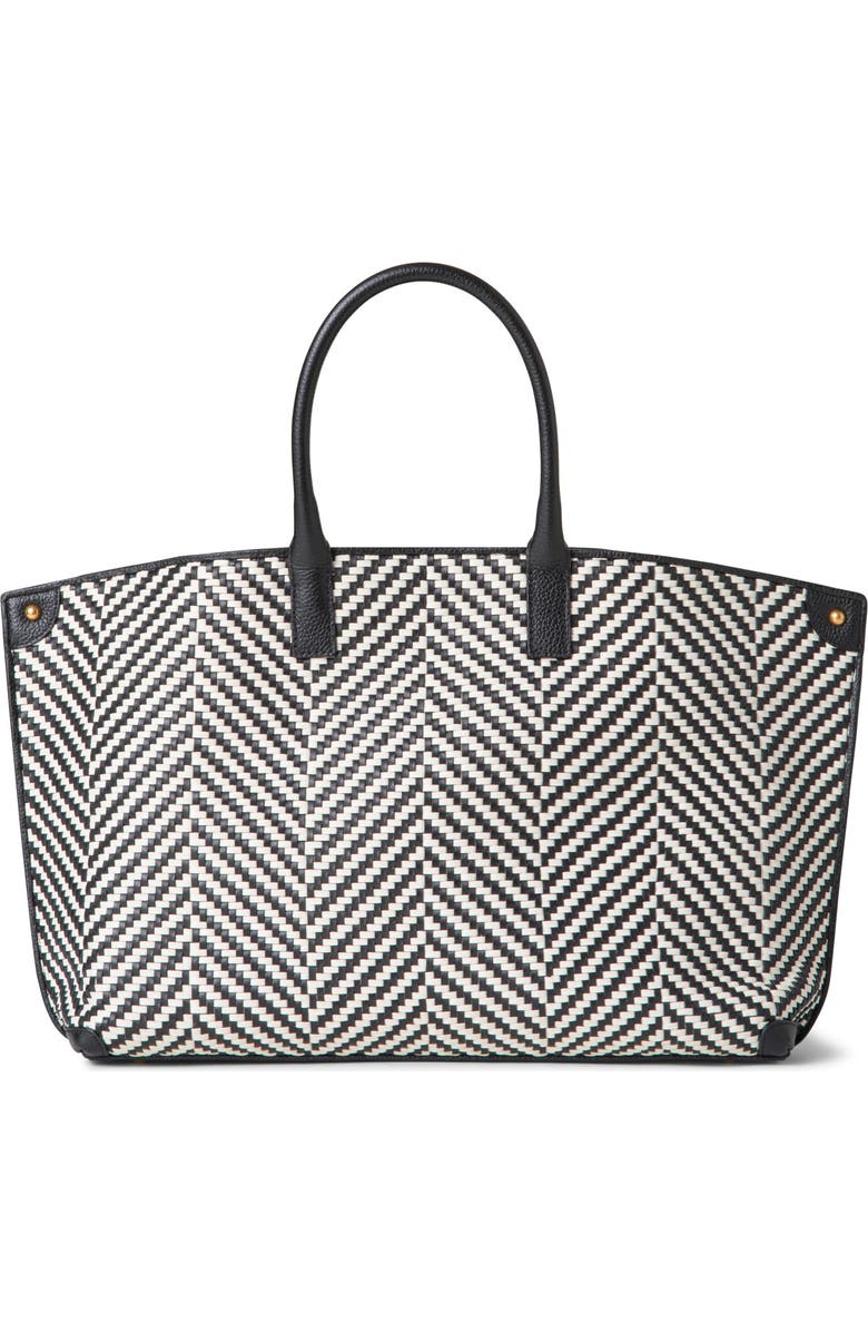 Akris Small Ai Woven Leather Shoulder Bag, Alternate, color, Ecru/ Black