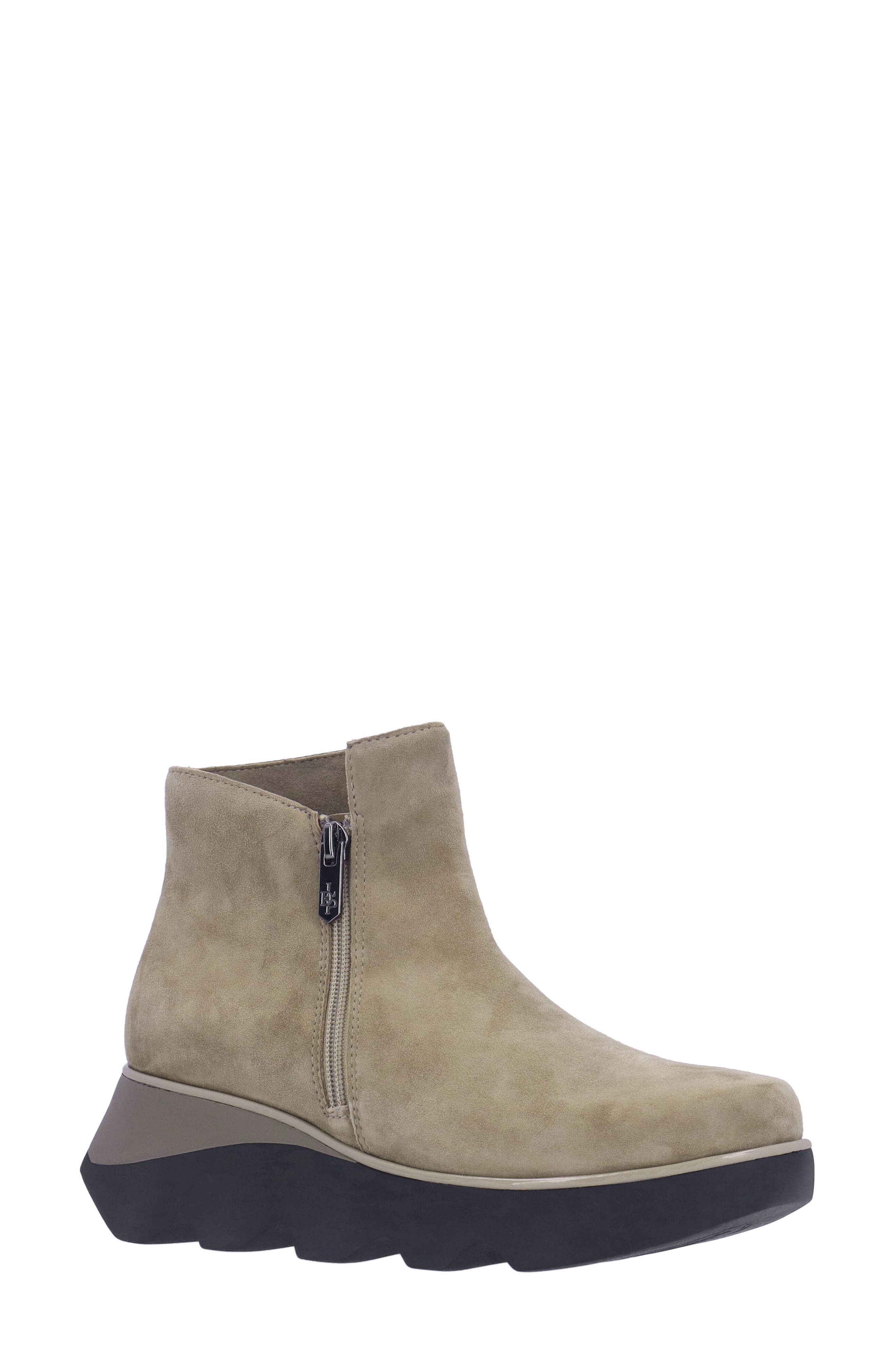 L'Amour des Pieds Hally Platform Wedge Bootie in Dark Taupe 