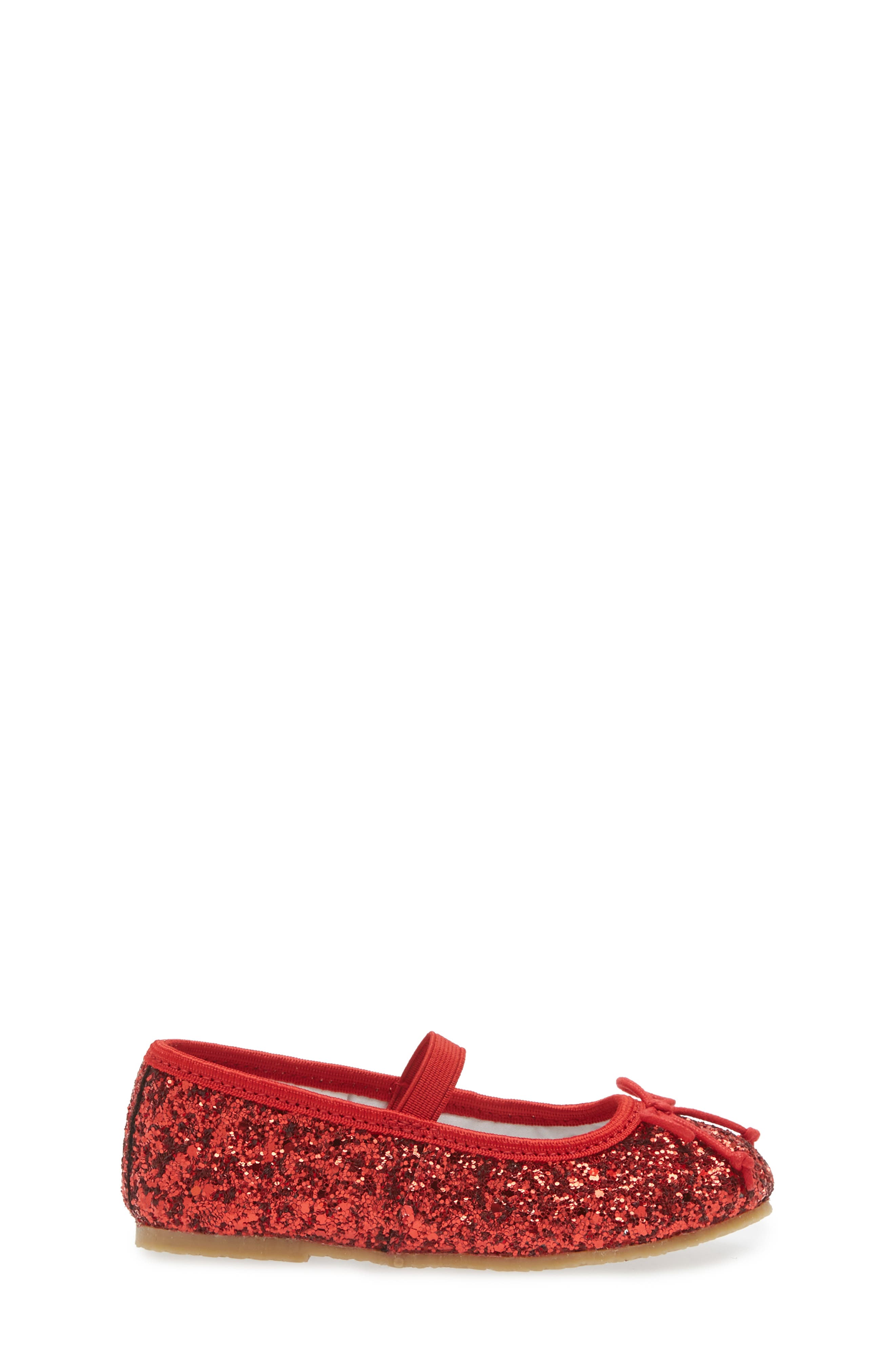 Kids' Victoria Glitter Flat, Alternate, color, GLITTER RED