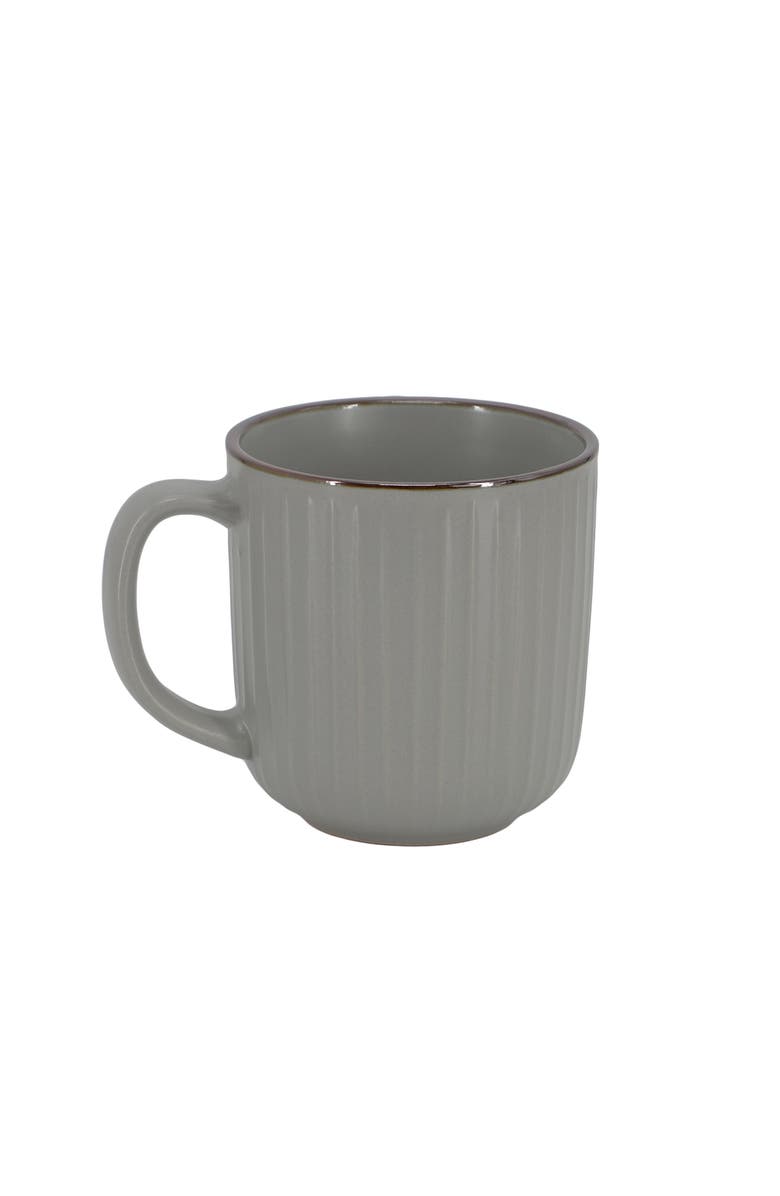 Elama Leo 16 Piece Stoneware Dinnerware Set, Alternate, color, Dark Gray