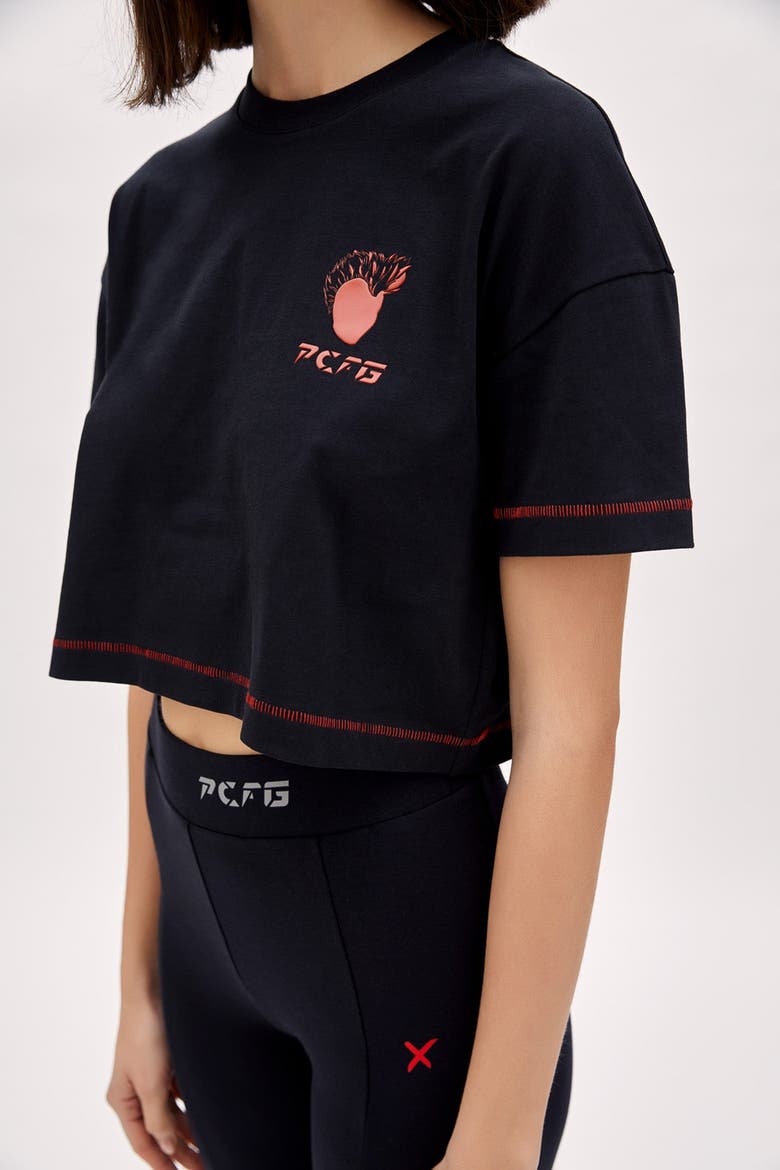Cotton Women Crop Tee, Alternate, color, BLACK
