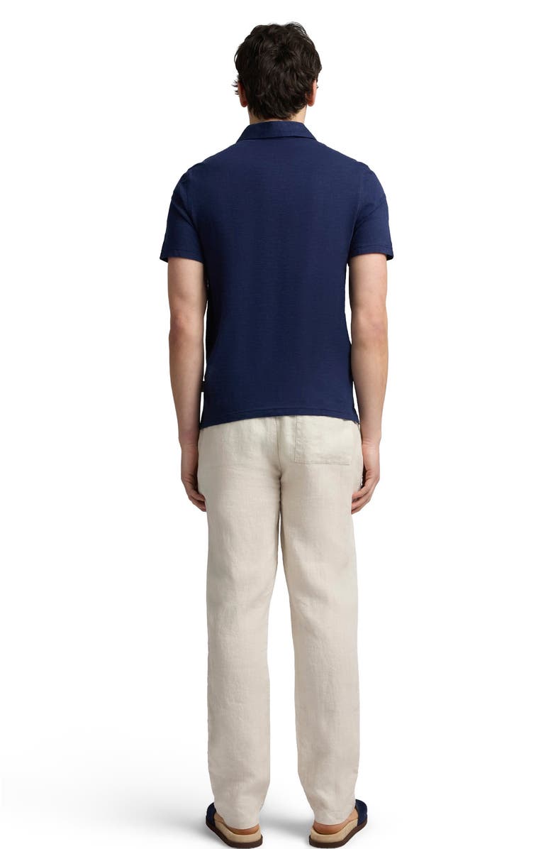 Onia Stretch Linen Jersey Short Sleeve Polo, Alternate, color, Midnight