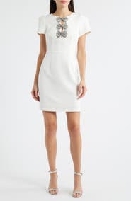 Sam Edelman Rhinestone Bow Detail Satin Dress