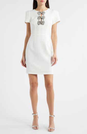 Sam Edelman Rhinestone Bow Detail Satin Dress