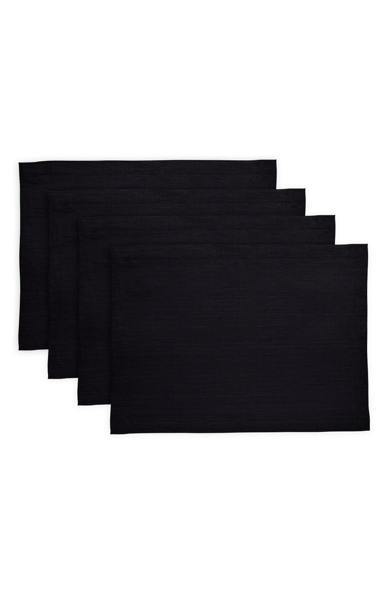 Solino Home Linen Placemats - Diana, 14" x 19", Main, color, Black