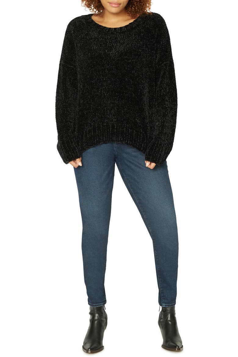 Chenille Crewneck Sweater, Alternate, color, BLACK