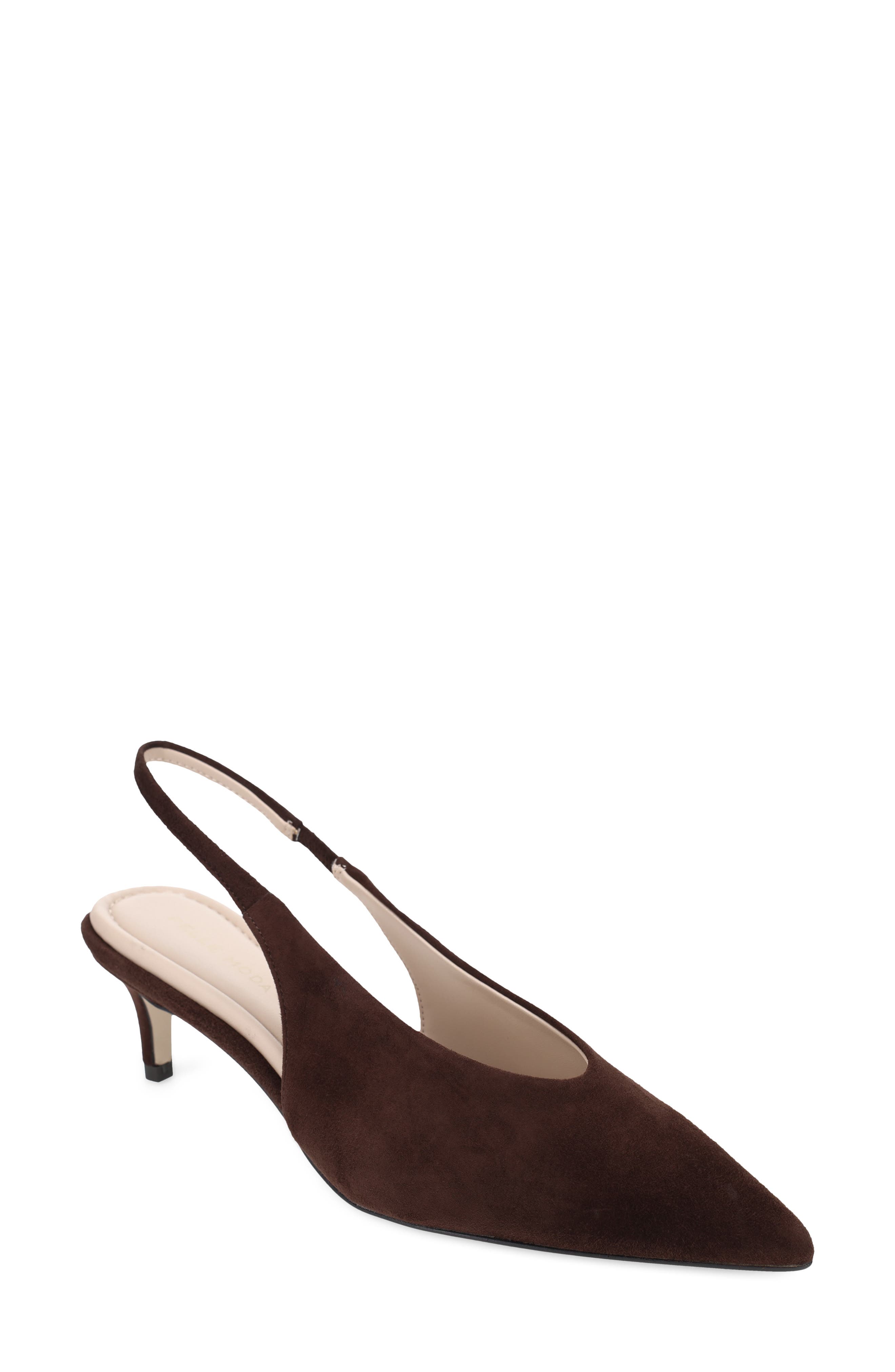 Abbee Leather Slingback Pump, Main, color, CHOCOLATE
