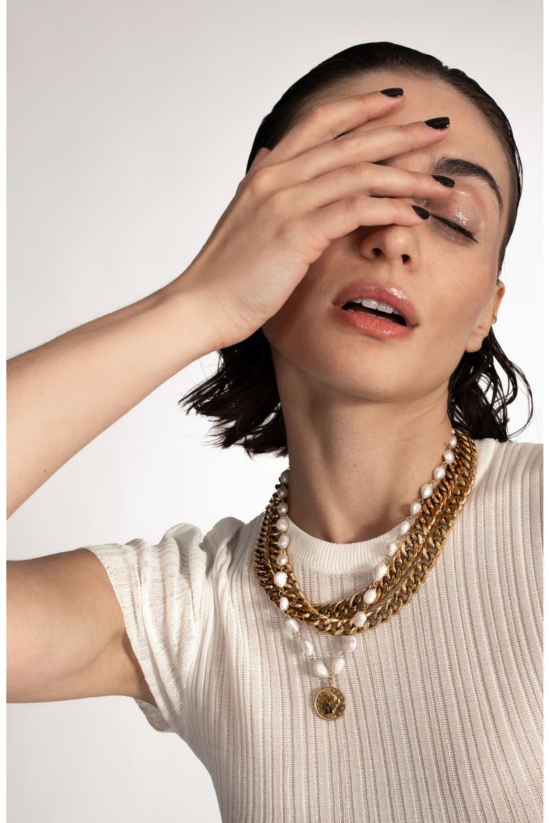 Aragon Freshwater Pearl Necklace, Alternate, color, WHITE