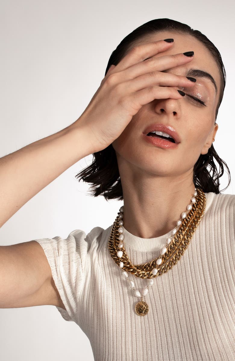 st. Moran Aragon Freshwater Pearl Necklace, Alternate, color, White