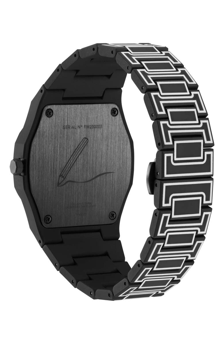 D1 Milano Sketch Polycarbon Bracelet Watch, 40.5mm, Alternate, color, Black