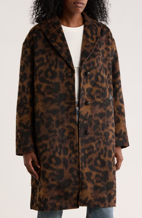 Lucky Brand Notch Lapel Faux Leather Trim Western Coat In Animal Print