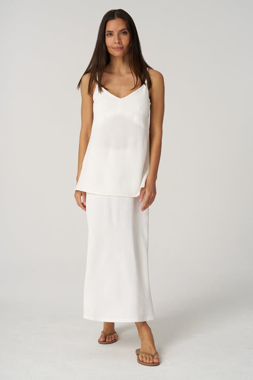 Franne Golde Textured Crepe Bias Midi Skirt