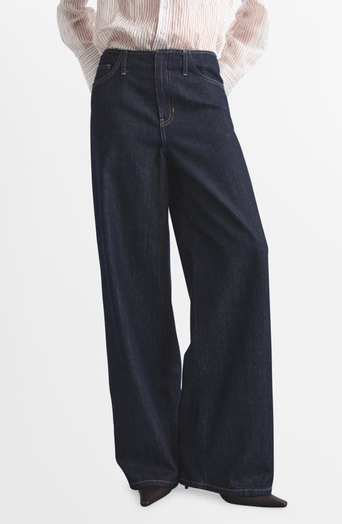 Bandless Mid Rise Wide Leg Jeans