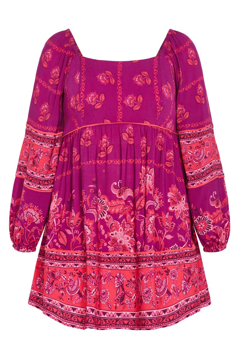 Jasmine Long Sleeve Minidress, Alternate, color, DREAMY BORDER