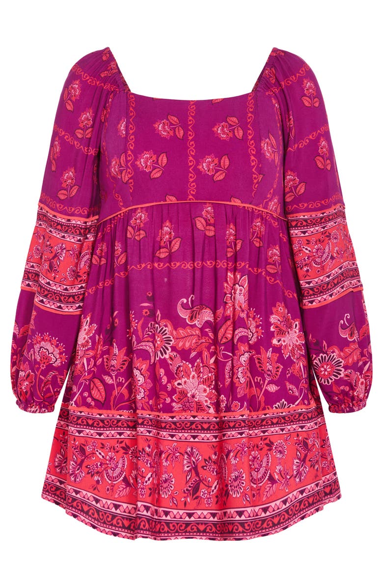 City Chic Jasmine Long Sleeve Minidress, Alternate, color, Dreamy Border